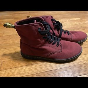 Dr.Marten’s cherry red shorestitch canvas boots in size 7 us.